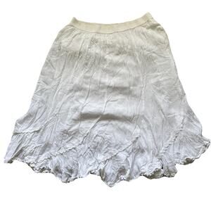 Hannah Women’s White Skirt Boho Chic Crochet Ruffle Medium Elastic Waist Peasant